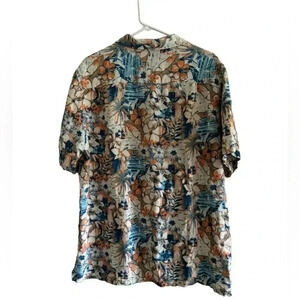 Jimmy Buffett Margaritaville Hawaiian Aloha Shirt Silk and Linen Blend